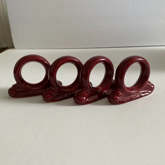 Fiestaware Retired Color Cinnabar Discontinued Napkin Ring Set of 4 - Picture 2 of 7